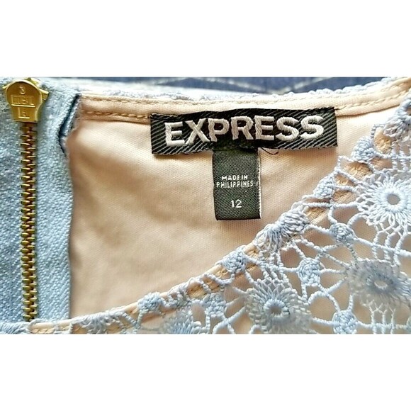 Express Little Blue Dress Lace Sleeveless Womens Layered Size 12 - Picture 9 of 10